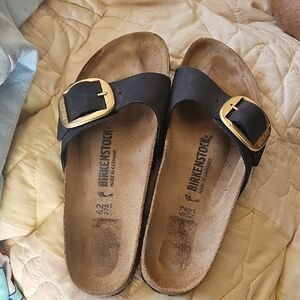 Birkenstock Blue Sandals with Gold Buckle